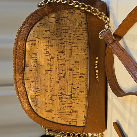 Anne Klein Finn triple compartment cork crossbody, Carmel - Picture 3 of 13